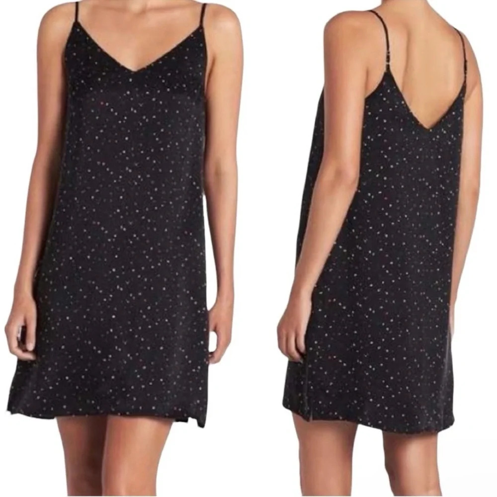 Rails Brianna 100% Silk Slip Dress in Black Confetti Women’s XS Classy Summer
